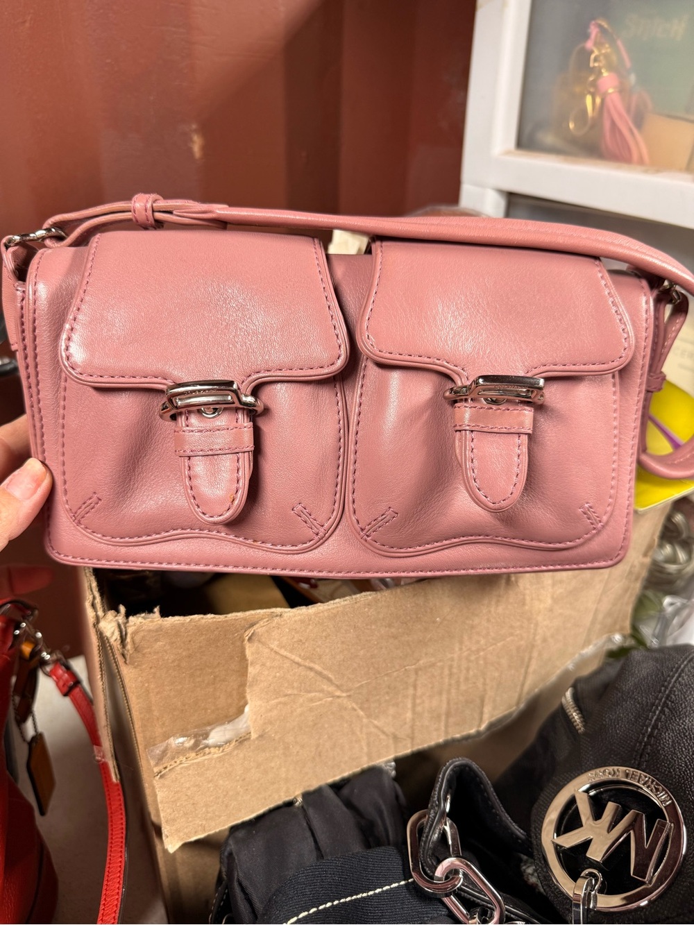 Cole Haan Mauve Pink Double-Front Crossbody Bag